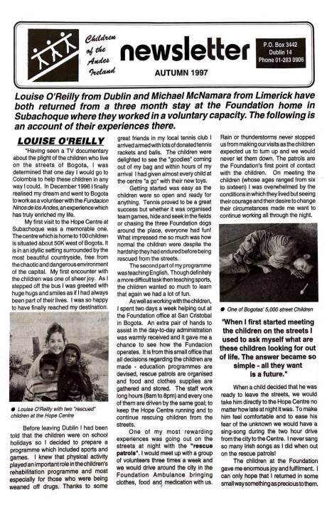 Autumn 1997 newsletter