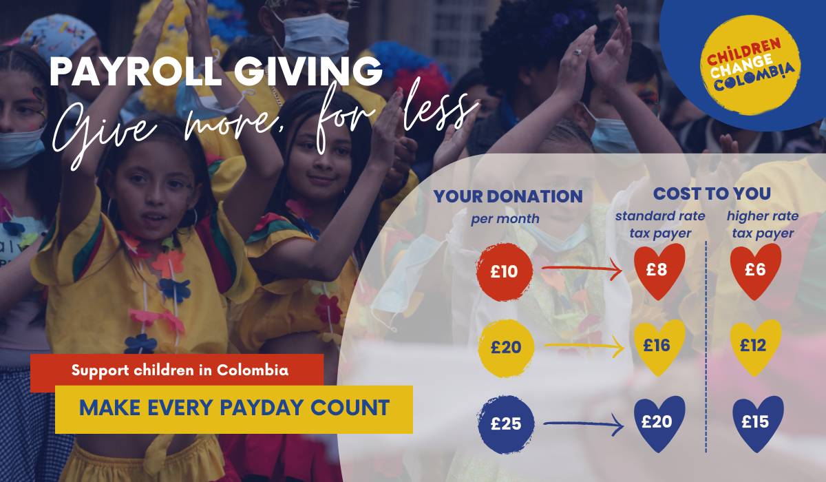 By donating through payroll giving, we receive more while you pay less